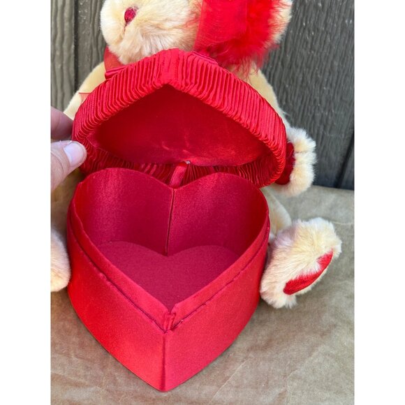 Dan Dee Plush Teddy Bear Red Bow & Heart-Shaped Gift Box Valentine's Day Decor - Picture 3 of 8